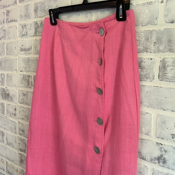 Miami Women’s Linen Blend Midi Skirt Side Button Lined Beach Coastal Size Small - Picture 3 of 10